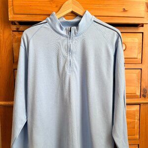 Men's Under Armour Light Blue with Dark Blue Piping Long Sleeve 1/4 Zip Size XL